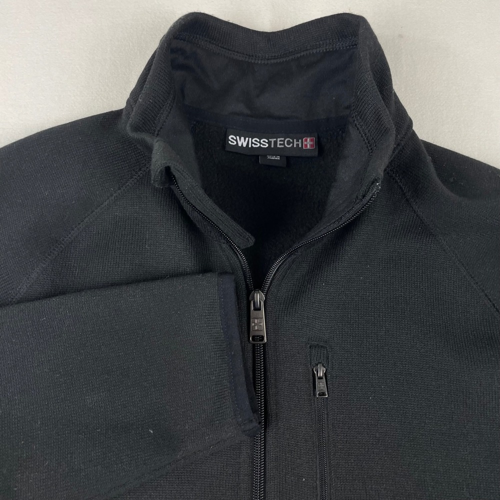 Swiss Tech Mens Full Zip Sweater Fleece Jacket Black SM47Y117H Size M 38-40